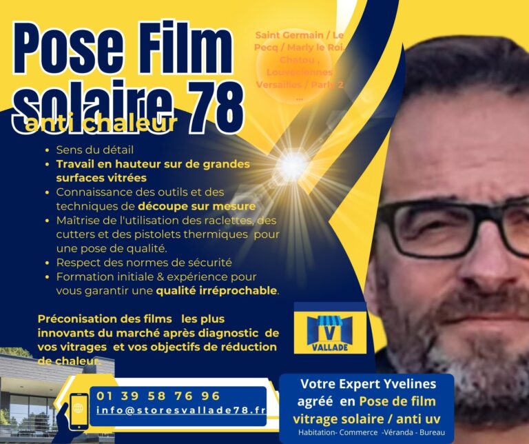 Pose professionnelle de films solaires par un artisan reconnu des Yvelines– protection thermique, UV et confort visuel