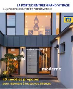 Porte d’entrée grand vitrage de la collection Zénith, alliant lumière naturelle, sécurité renforcée et design moderne