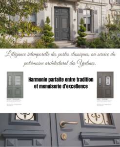 Porte d’entrée classique sur une bâtisse ancienne à Saint-Germain-en-Laye, conçue sur mesure pour s’harmoniser avec l’architecture traditionnelle.