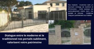 Portail aluminium sur mesure alliant style moderne et traditionnel, installation haut de gamme par un artisan expert dans les Yvelines.