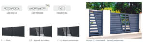 Portail aluminium sur mesure : remplissage de lames au choix, occultation ou semi-occultation, coloris RAL personnalisés.